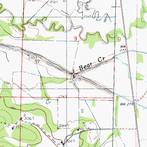 Topographic Map of Bear Creek, MS