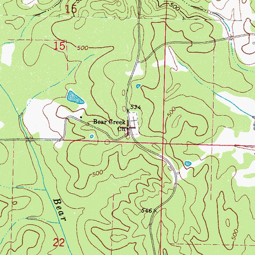 Topographic Map of Bear Creek Missionary Baptist Church, MS