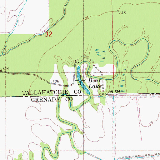 Topographic Map of Bear Lake, MS