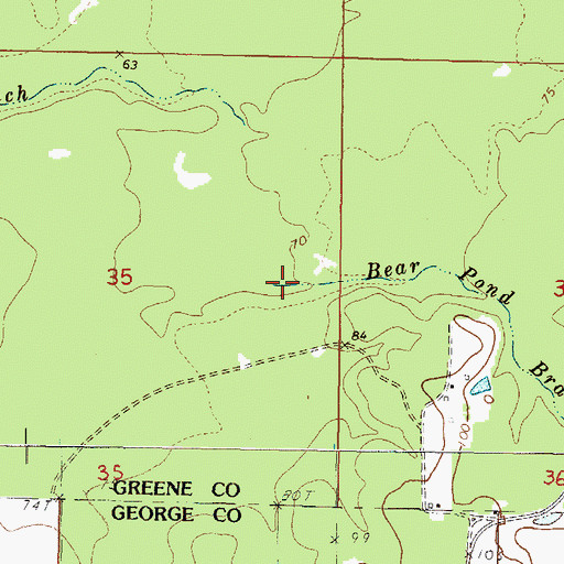 Topographic Map of Bear Pond Branch, MS