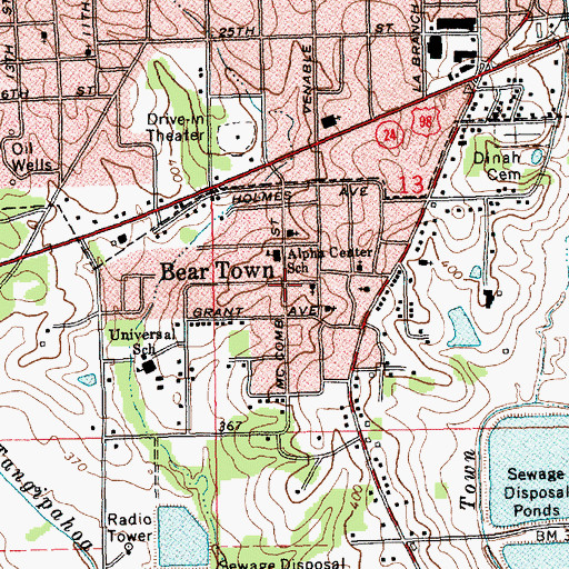 Topographic Map of Bear Town, MS