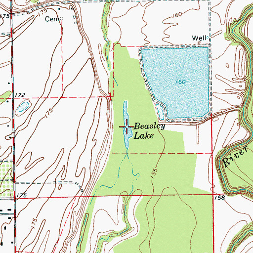 Topographic Map of Beasley Lake, MS