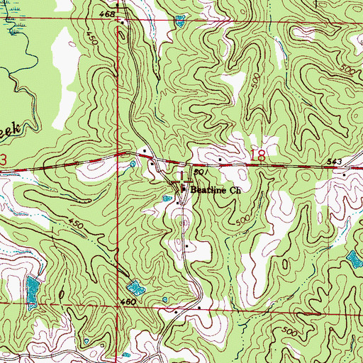 Topographic Map of Beatline Church, MS