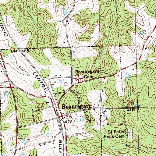 Topographic Map of Beauregard Cemetery, MS