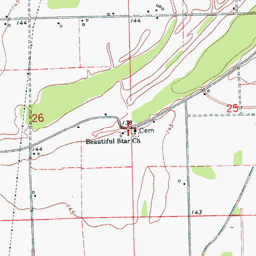 Topographic Map of Beautiful Star Church, MS