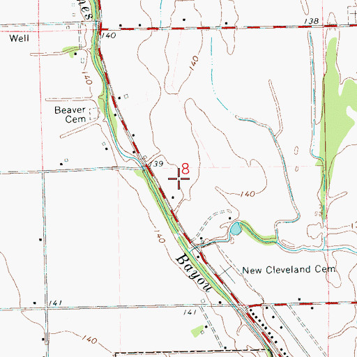 Topographic Map of Beaver Cemetery, MS