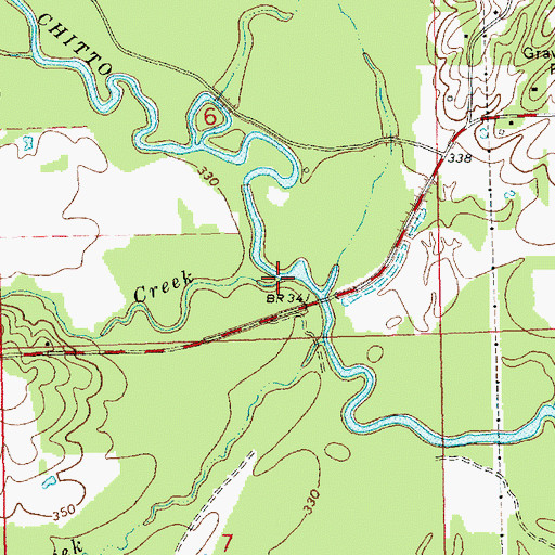 Topographic Map of Beaver Creek, MS