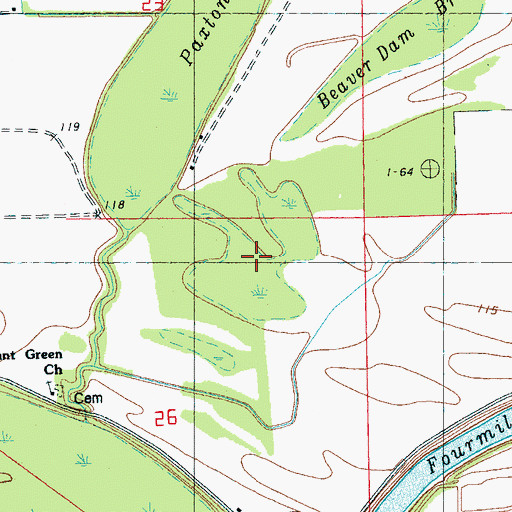 Topographic Map of Beaver Dam Brake, MS