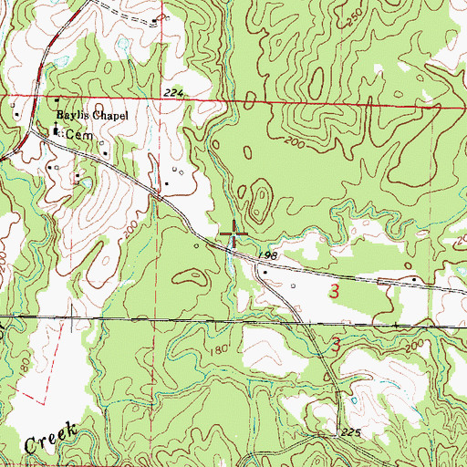 Topographic Map of Beaver Dam Creek, MS