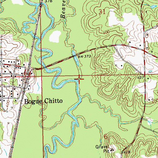 Topographic Map of Beaver Dam Creek, MS
