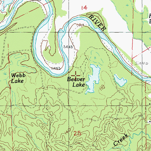 Topographic Map of Beaver Lake, MS