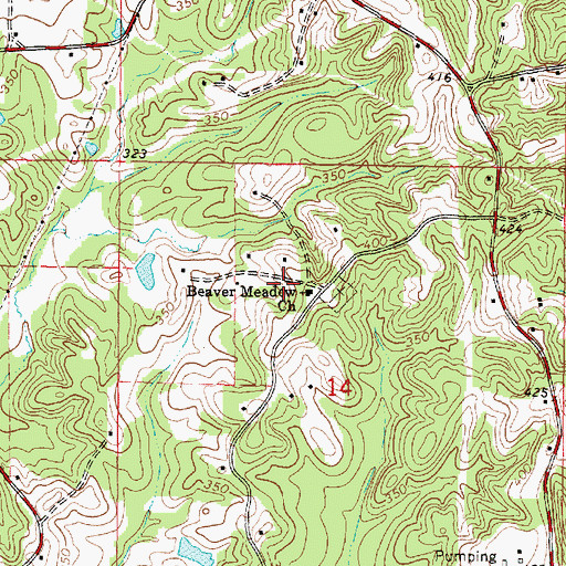 Topographic Map of Beaver Meadow Church, MS
