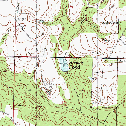 Topographic Map of Beaver Pond, MS