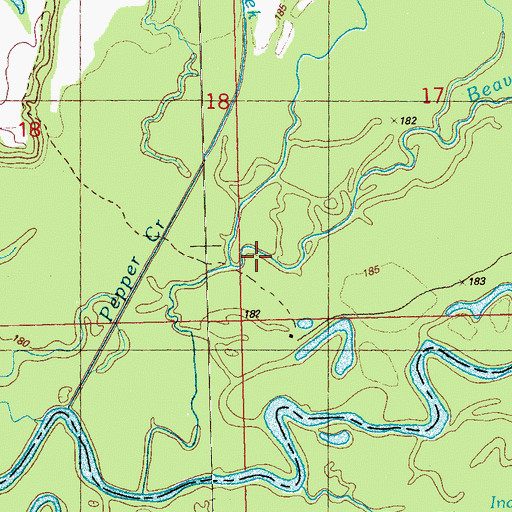Topographic Map of Beaver Run, MS