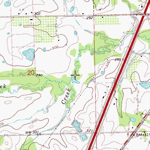Topographic Map of Beaverdam Creek, MS