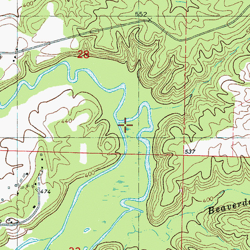 Topographic Map of Beaverdam Creek, MS