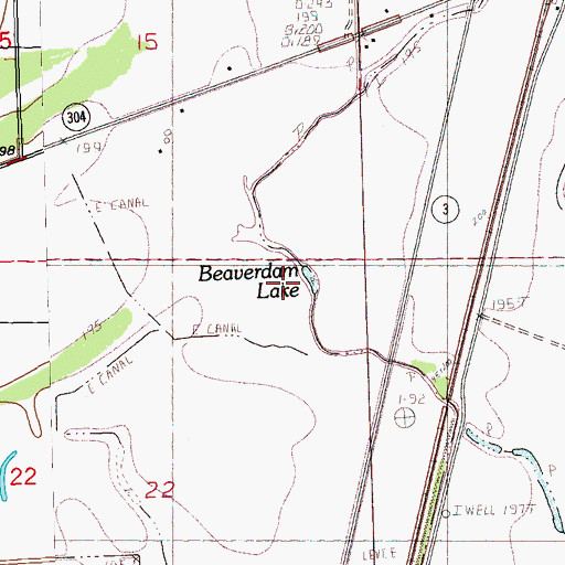 Topographic Map of Beaverdam Lake, MS