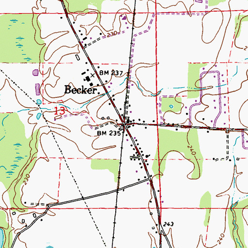 Topographic Map of Becker, MS