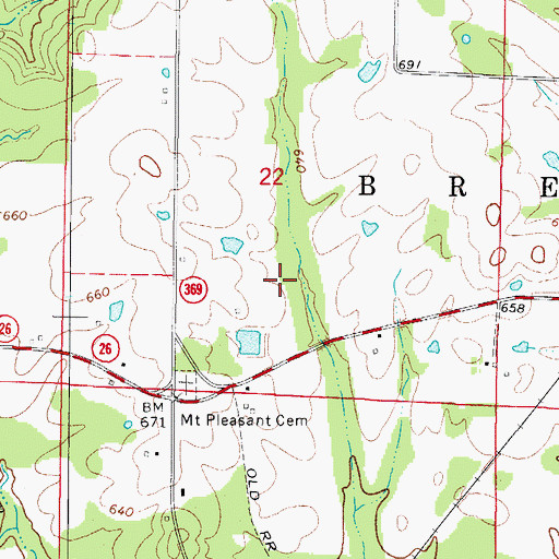Topographic Map of Township of Brewer, AR