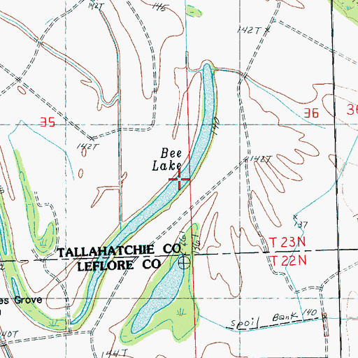 Topographic Map of Bee Lake, MS