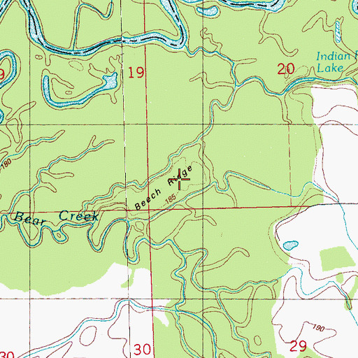 Topographic Map of Beech Ridge, MS