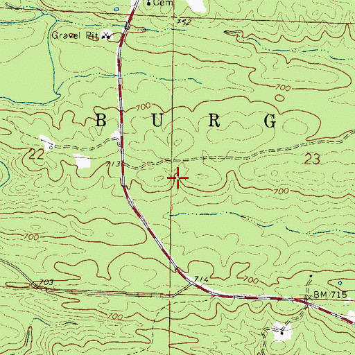 Topographic Map of Township of Burg, AR