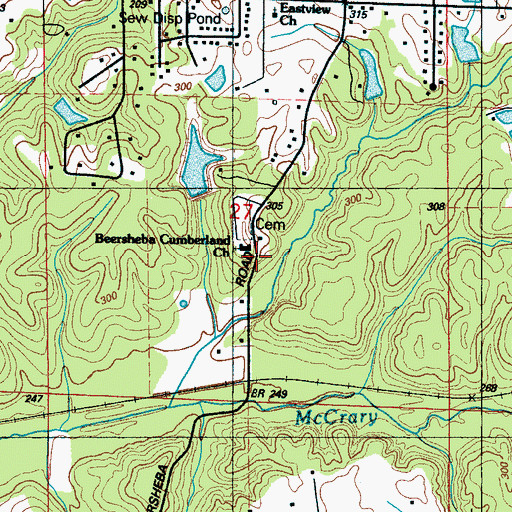 Topographic Map of Beersheba Cumberland Church, MS