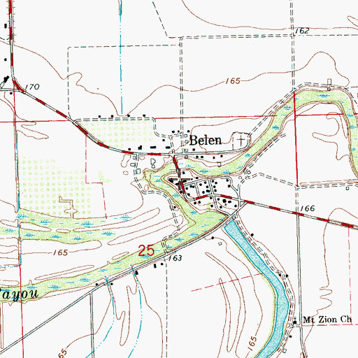 Topographic Map of Belen, MS