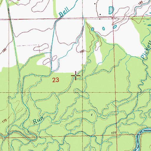 Topographic Map of Bell Branch, MS