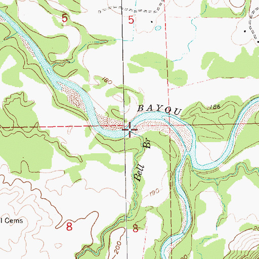 Topographic Map of Bell Branch, MS