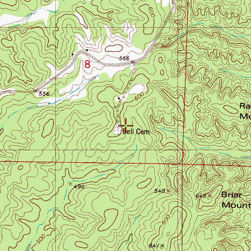 Topographic Map of Bell Cemetery, MS