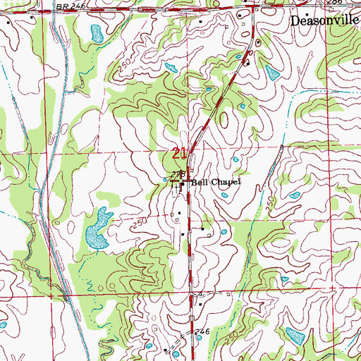 Topographic Map of Bell Chapel, MS