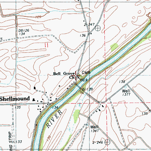 Topographic Map of Bell Grove Church, MS