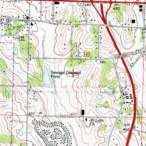 Topographic Map of Bell School, MS