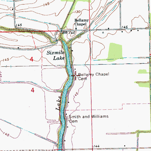 Topographic Map of Bellamy Chapel Cemetery, MS