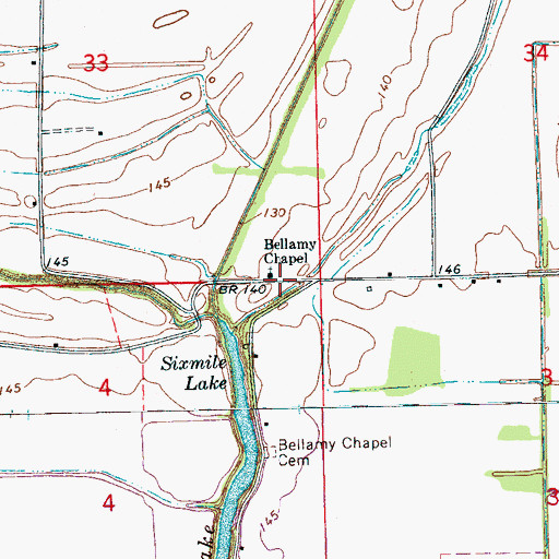 Topographic Map of Bellamy Chapel, MS