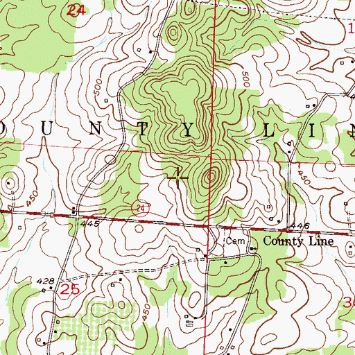 Topographic Map of Township of County Line, AR