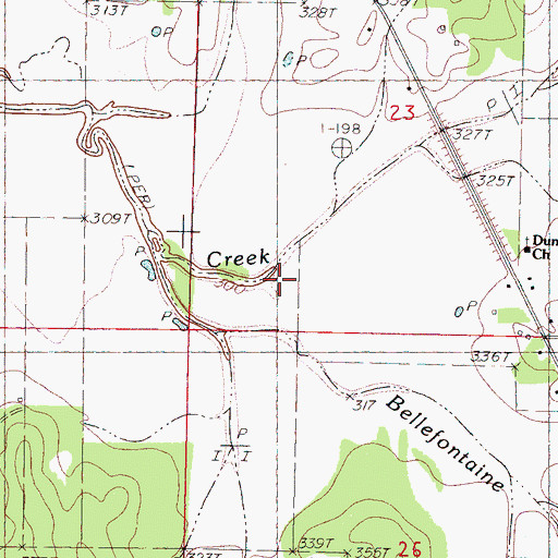 Topographic Map of Bellefontaine Creek, MS
