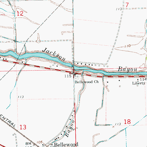 Topographic Map of Bellewood Church, MS