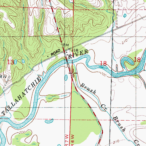 Topographic Map of Belmont Bridge, MS