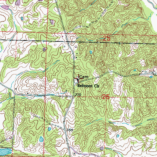 Topographic Map of Belmont Church, MS