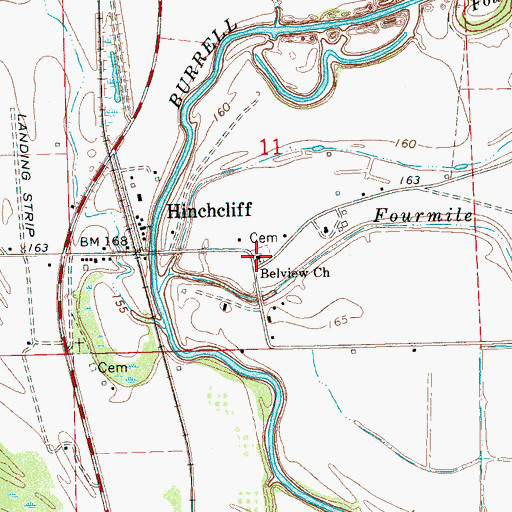 Topographic Map of Belview Church, MS