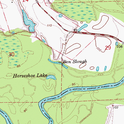 Topographic Map of Ben Slough, MS
