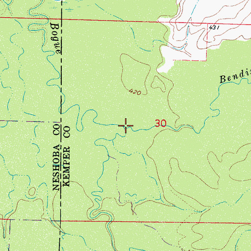 Topographic Map of Bendix Creek, MS