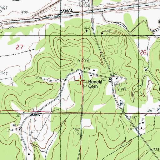 Topographic Map of Benela Cemetery, MS