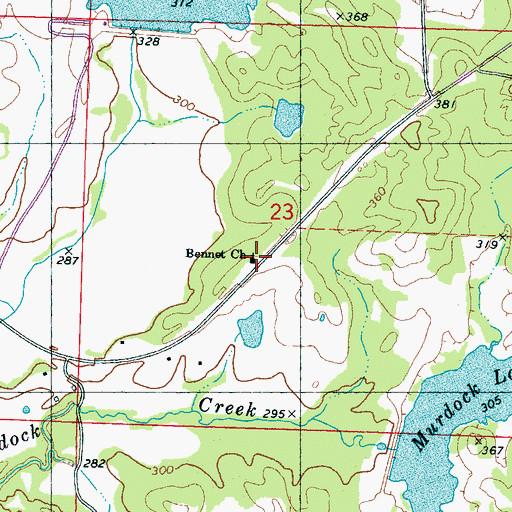 Topographic Map of Bennet Church, MS