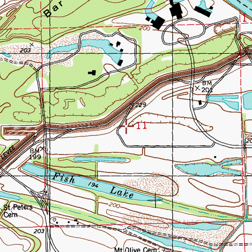 Topographic Map of Bennet Farm, MS