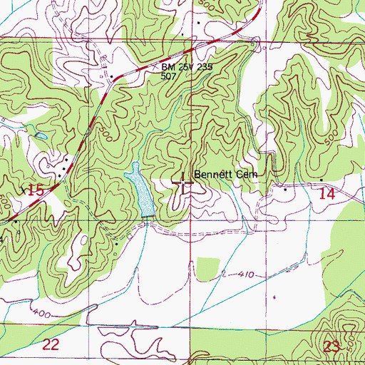 Topographic Map of Bennett Cemetery, MS