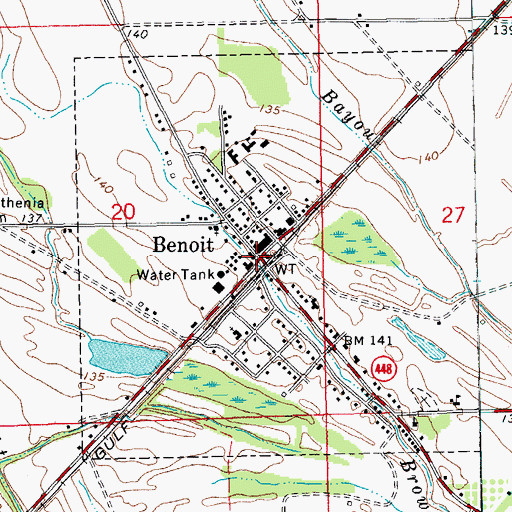 Topographic Map of Benoit, MS