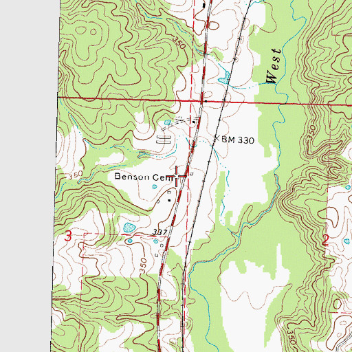 Topographic Map of Benson Cemetery, MS